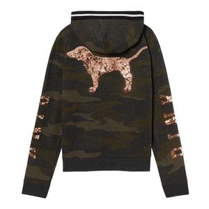 Victoria's Secret Camo Rose Gold Bling Hoodie